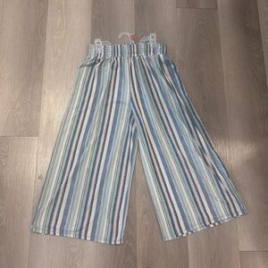 Beautees Blue and White Striped Kids Palazzo Pants